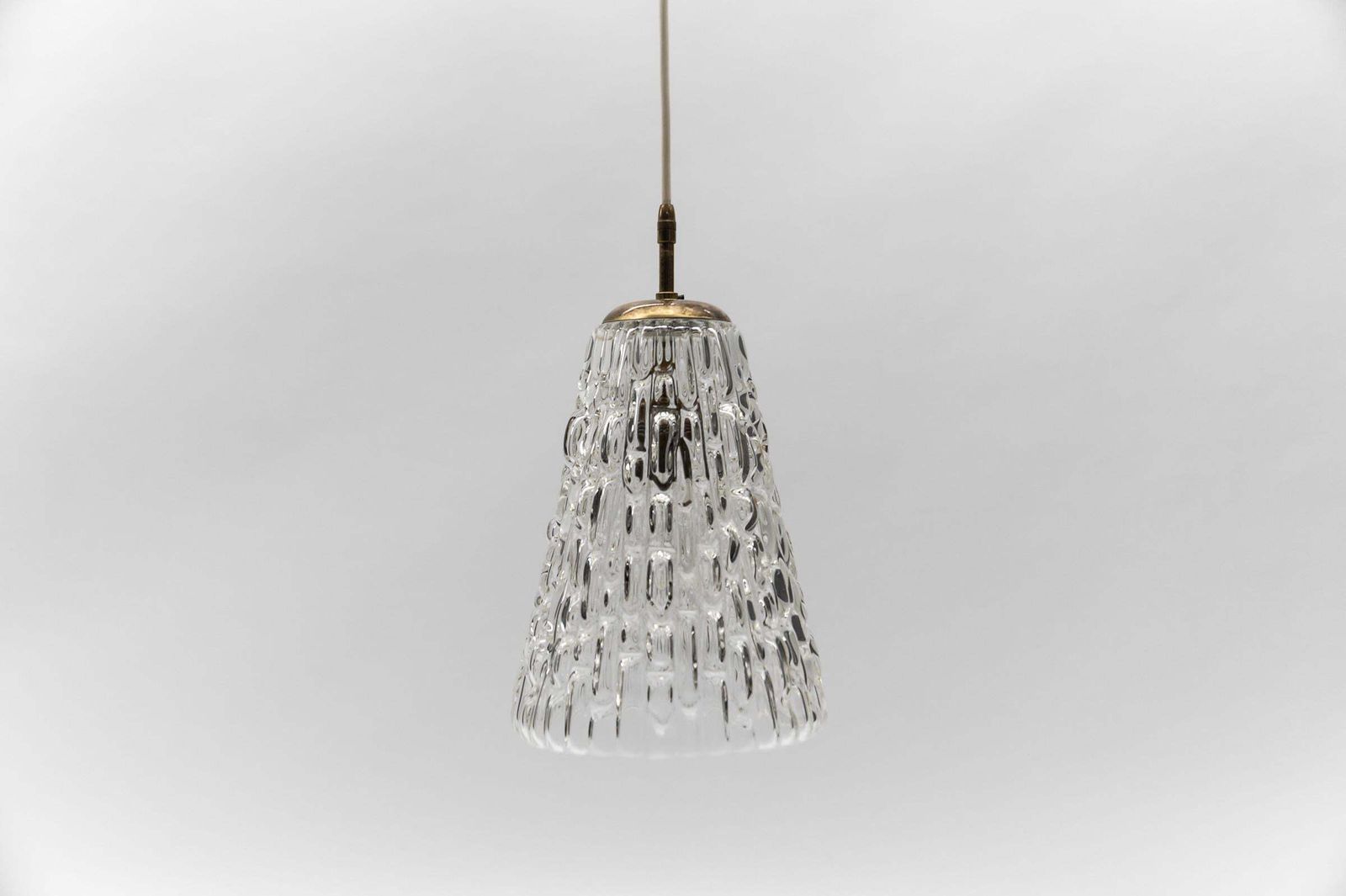 Lovely Mid Century Modern Brass & Bubble Glass Pendant Lamp By Rupert Nikoll photo Lighting