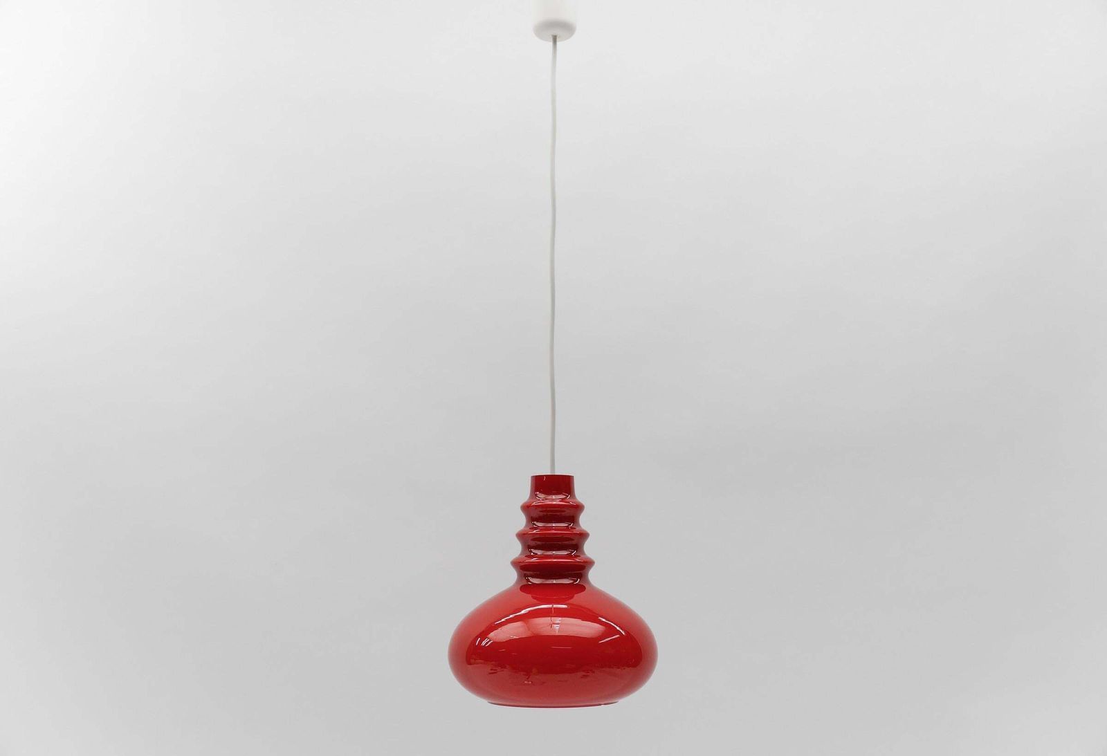 Lovely Lipstick Red Glass Ceiling Lamp By Peill & Putzler, 1960s photo furniture