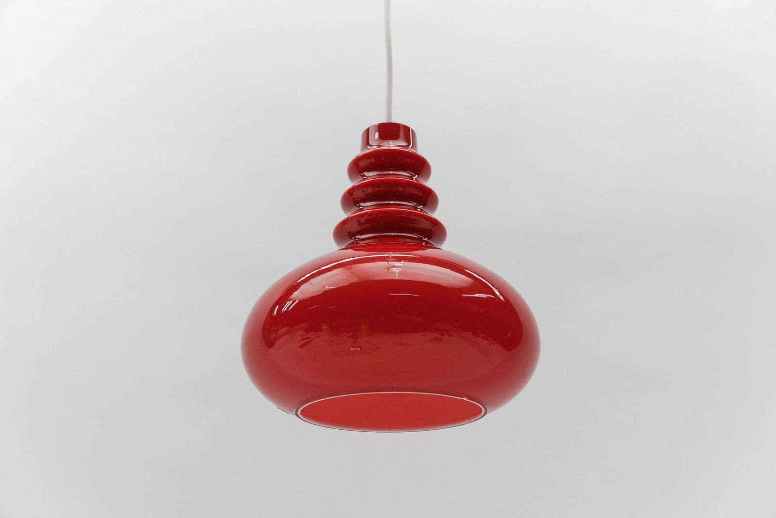 Lovely Lipstick Red Glass Ceiling Lamp By Peill & Putzler, 1960s photo buy
