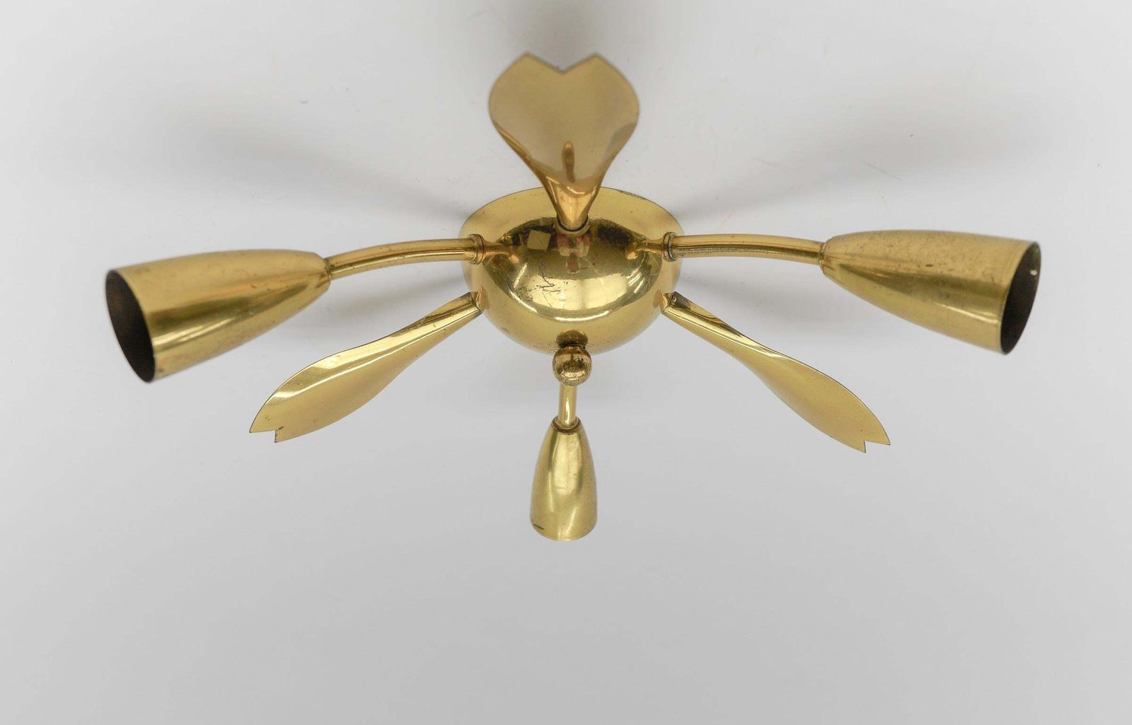 2. Of 4 Mid Century Modern 3 Armed Brass Sputnik Lamp, 1950s Austria photo 722.0
