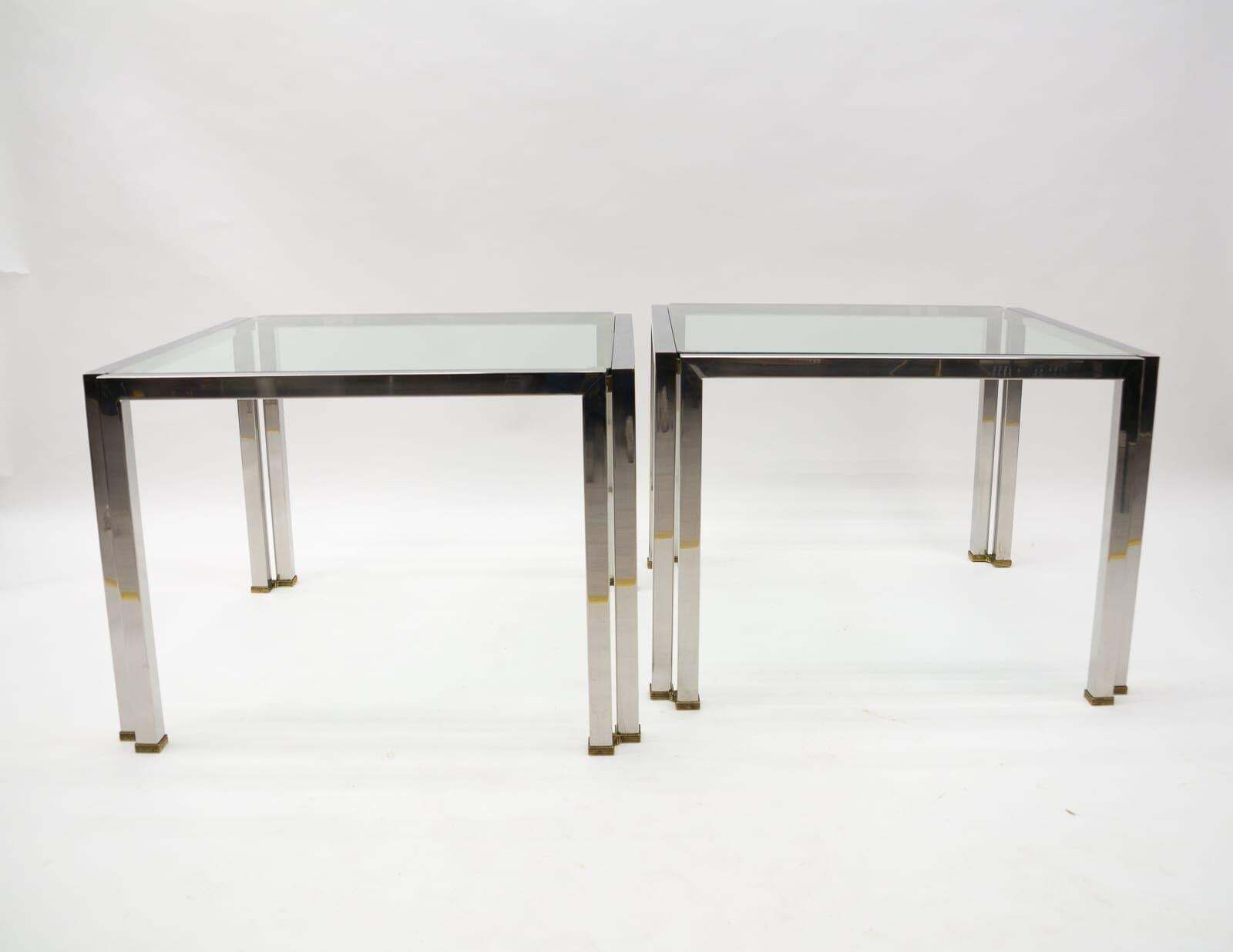 Pair Of Brass, Chrome And Glass T28 Coffee Tables By Peter Ghyczy, 1970s Germany photo furniture