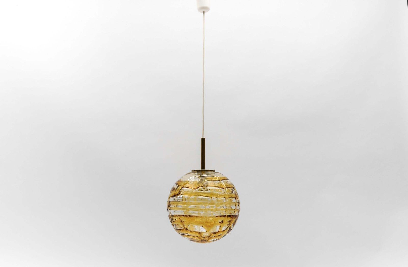 Beautiful Yellow Murano Glass Ball Pendant Lamp By Doria,   1960s Germany photo furniture