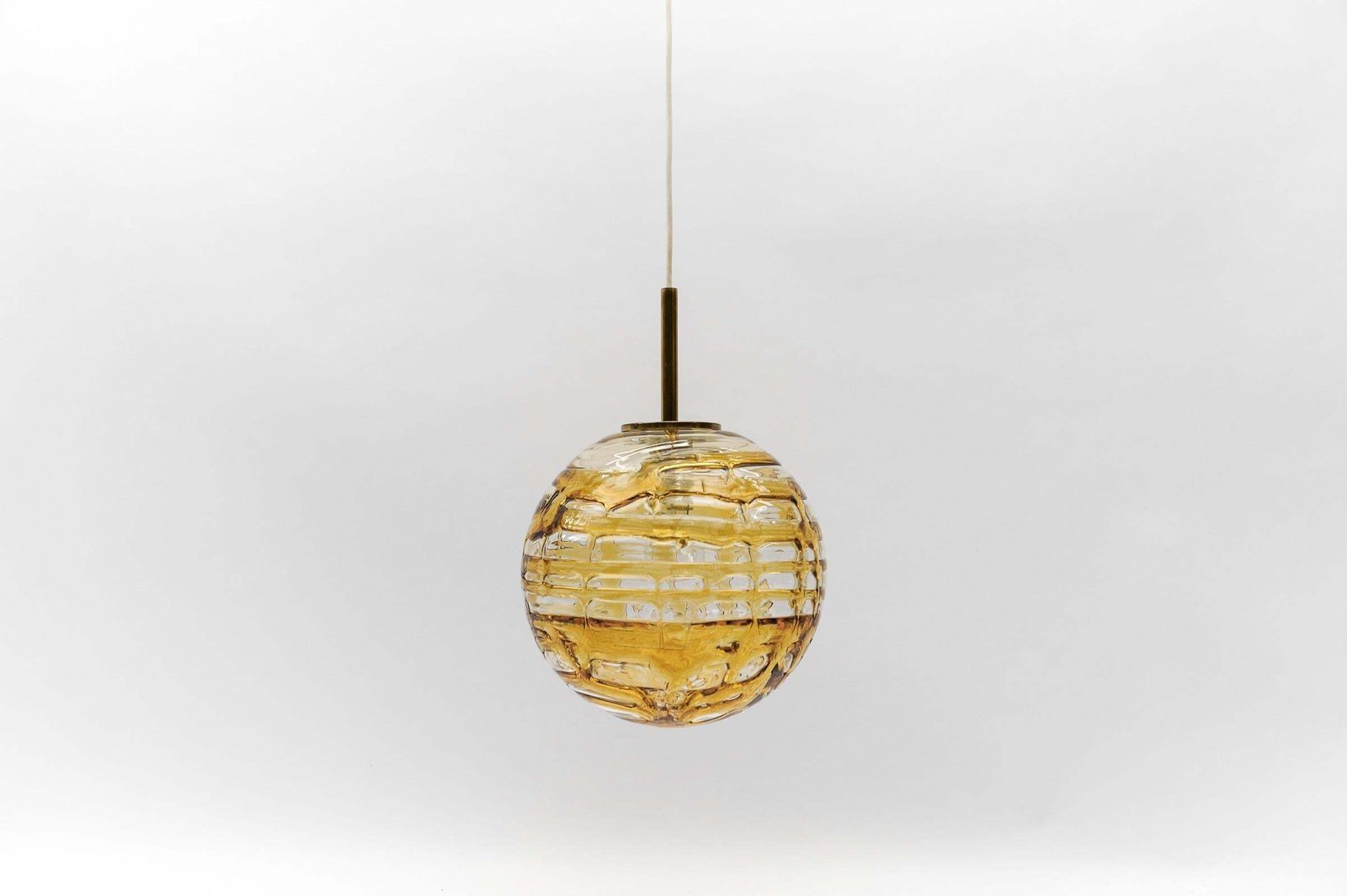 Beautiful Yellow Murano Glass Ball Pendant Lamp By Doria,   1960s Germany photo Lighting