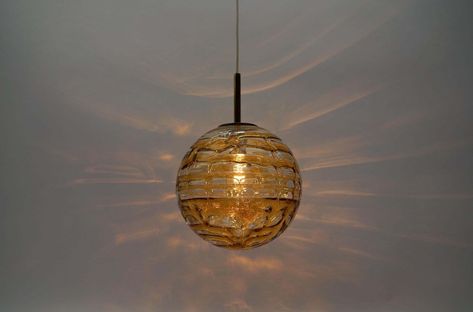 Beautiful Yellow Murano Glass Ball Pendant Lamp By Doria,   1960s Germany photo 764.0