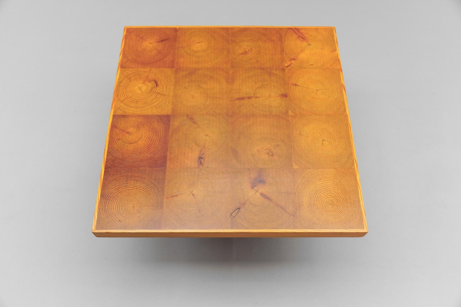 photo furniture Mid Century Modern Square Pine Wood Coffee Table, Scandinavian Modern 1960s