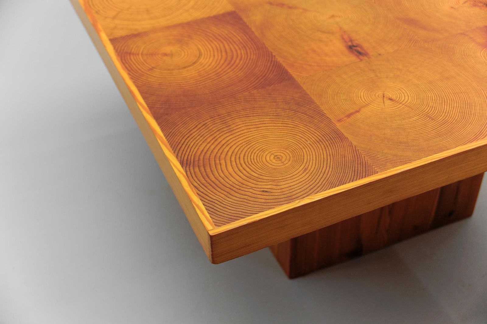 photo for sale Mid Century Modern Square Pine Wood Coffee Table, Scandinavian Modern 1960s