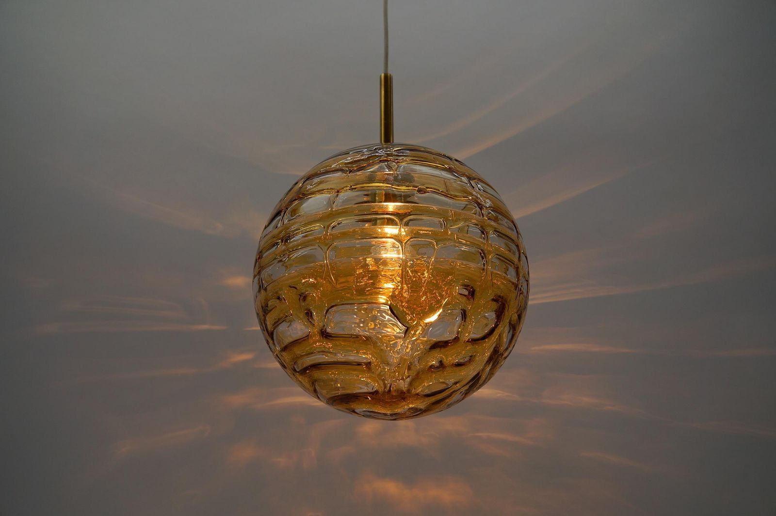photo furniture Beautiful Yellow Murano Glass Ball Pendant Lamp By Doria,   1960s Germany