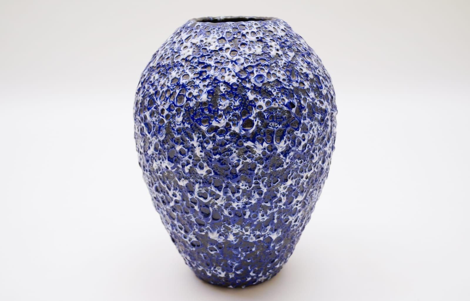 Very Rare Awesome Huge Blue And White Fat Lava Vase By Es Keramik, Germany 1950s photo furniture