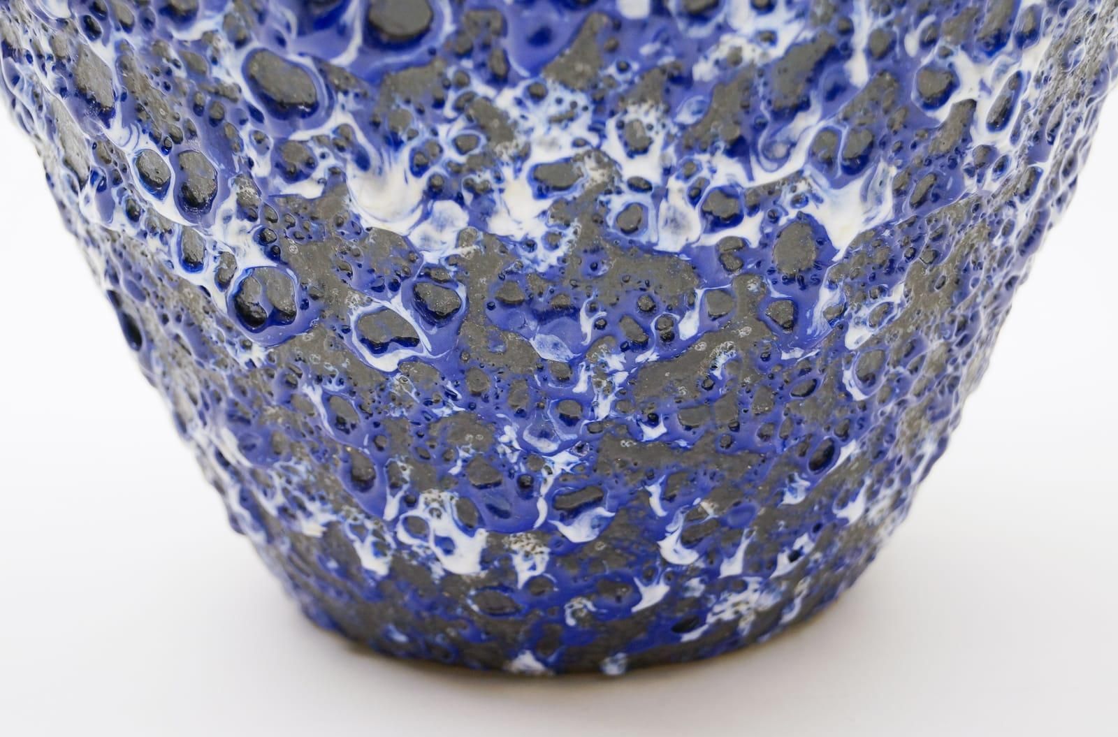 679.0 Very Rare Awesome Huge Blue And White Fat Lava Vase By Es Keramik, Germany 1950s photo