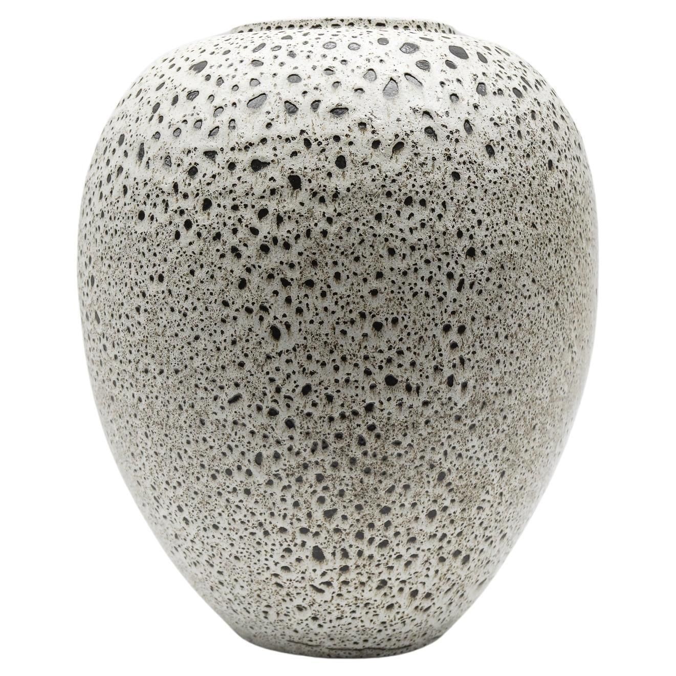 Huge White & Black Studio Ceramic Vase By Wilhelm & Elly Kuch, 1960s, Germany