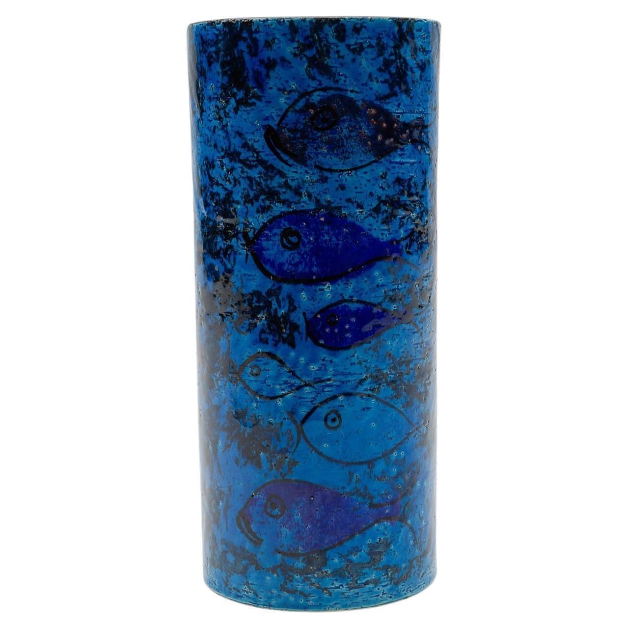 Mid Century Modern Handmade Fish Motif Ceramic Vase By Londi For Bitossi, 1960s