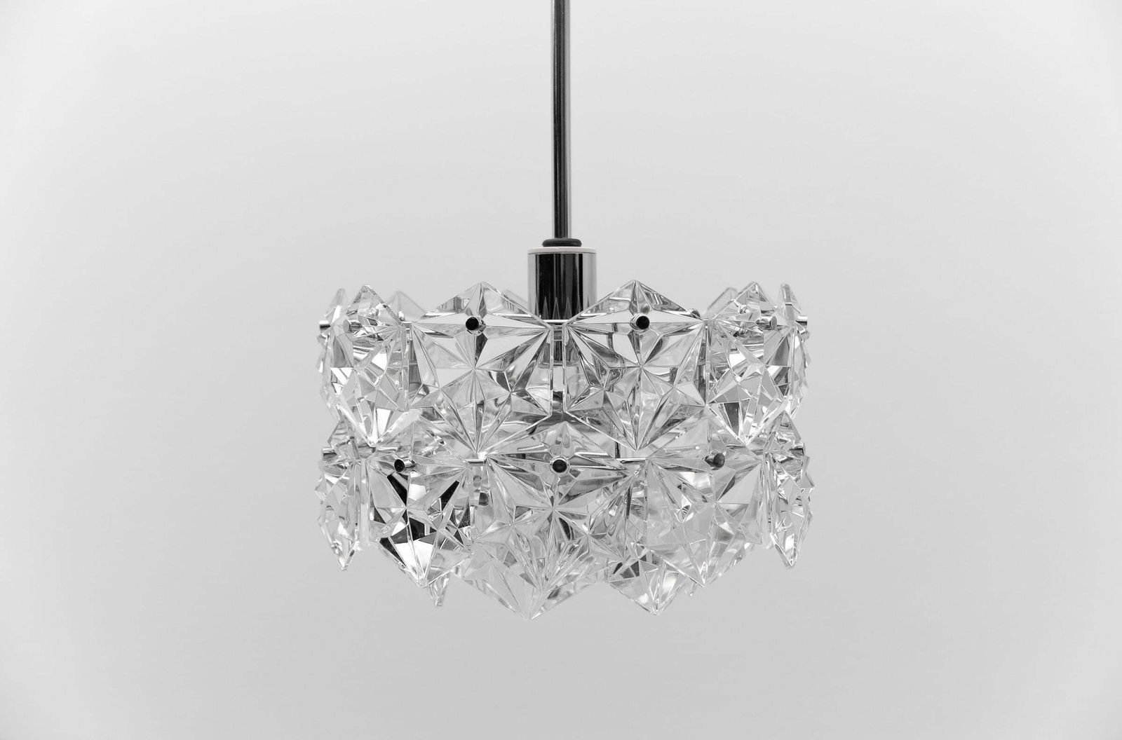 Stunning Chandelier Made Of Chrome And Crystal Glass By Kinkeldey, 1970s Germany photo for sale