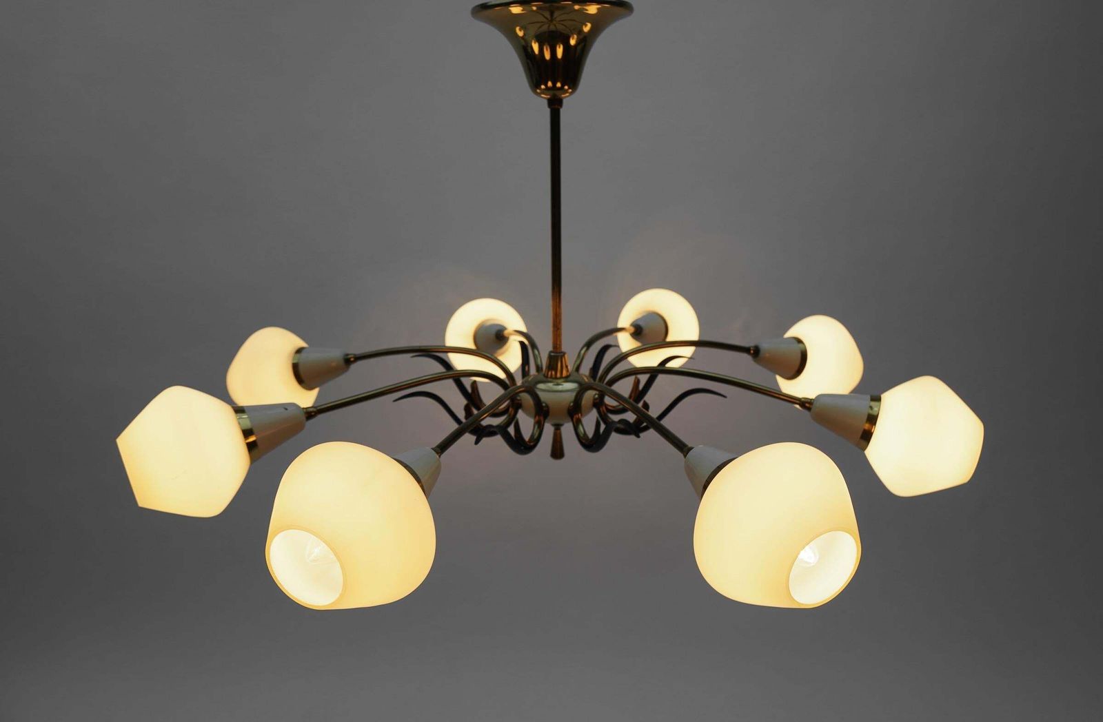 Ceiling 8 Light Sputnik Lamp In The Style Of Arteluce, Italy 1950s photo vinterior