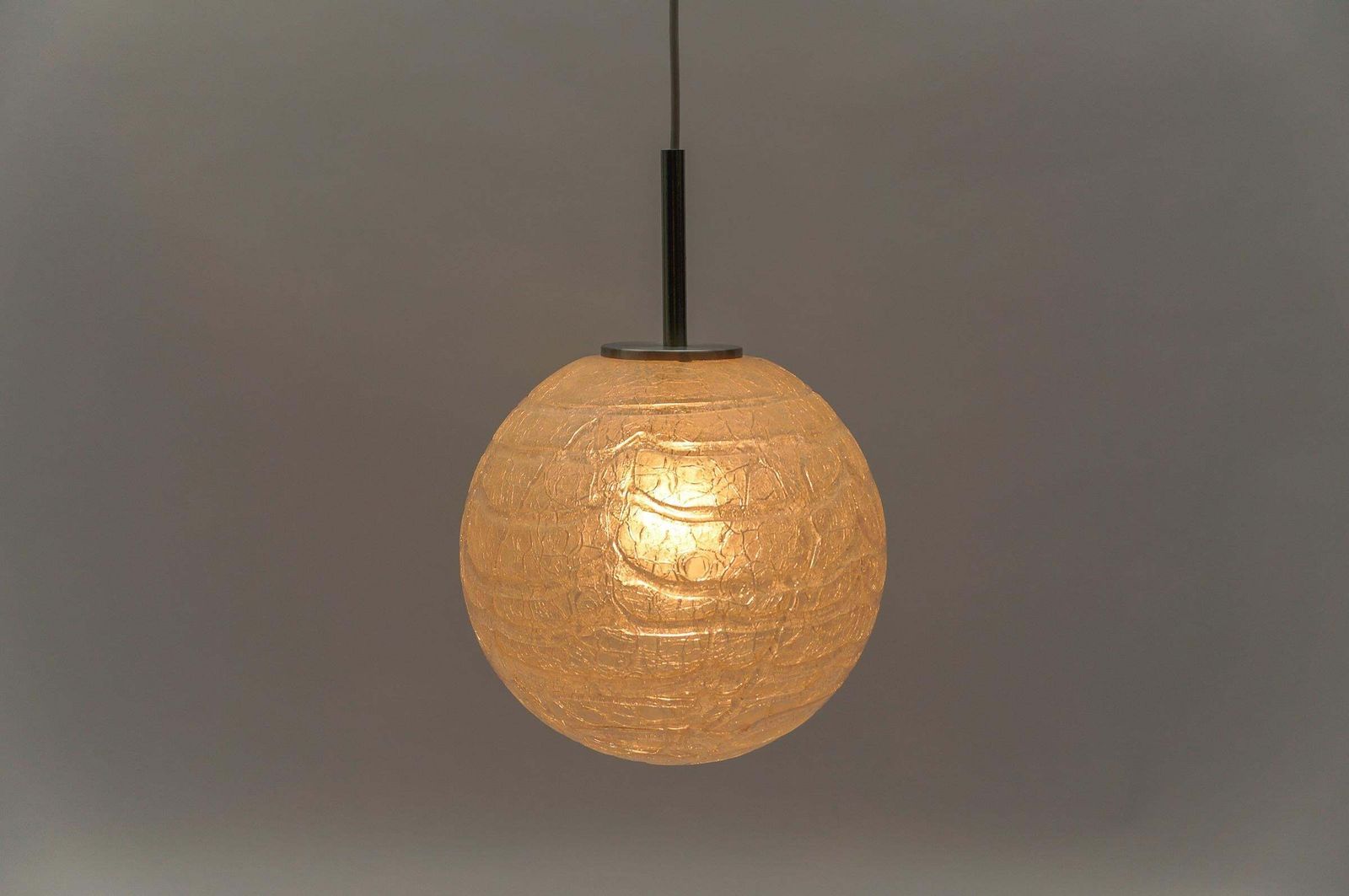 Large Ice Glass Ball Pendant Lamp By Doria, 1960s Germany photo 807.0