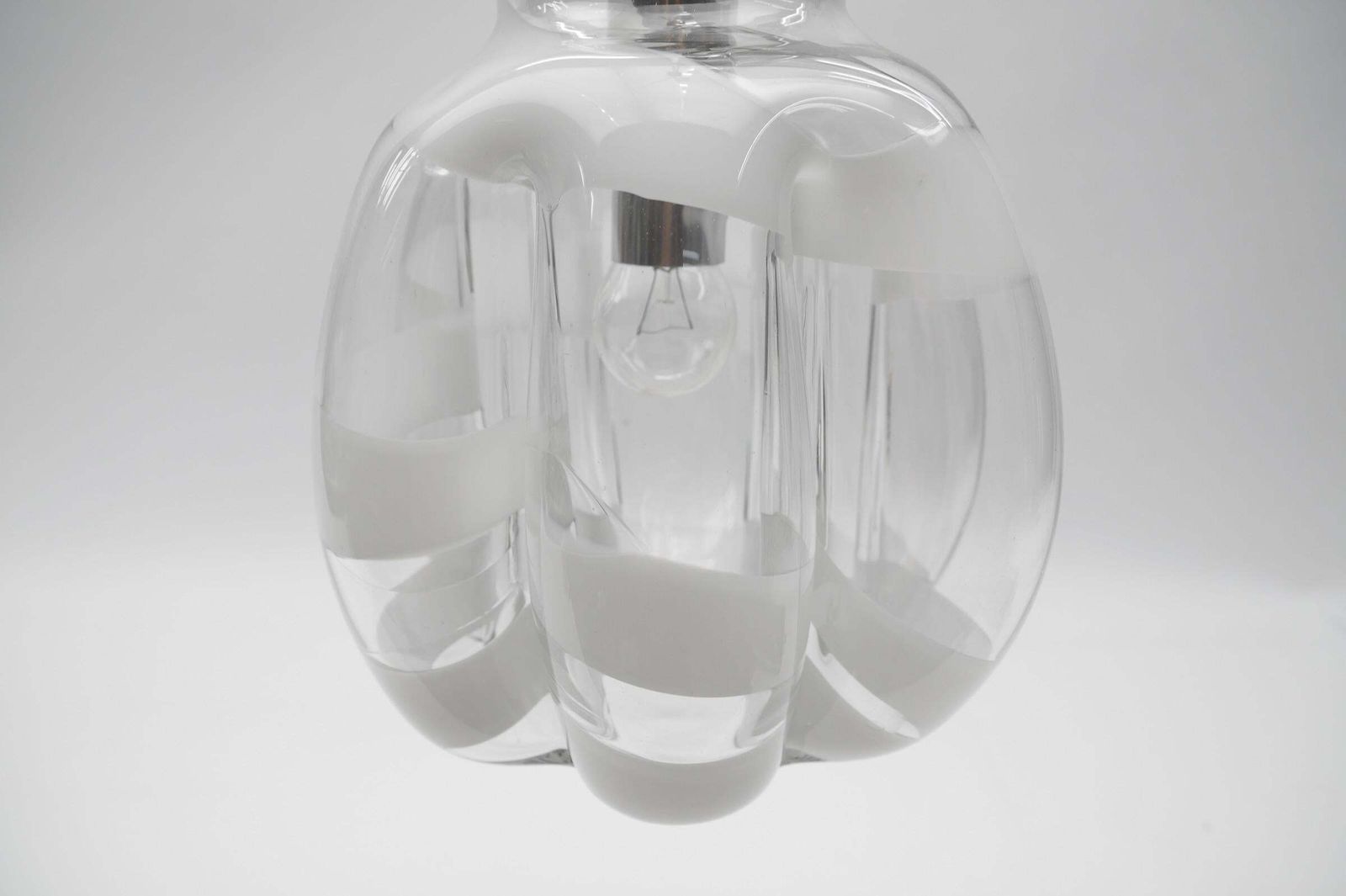 Mid Century Modern Chrome & Murano Glass Pendant Lamp By Doria, 1960s Germany photo vintage