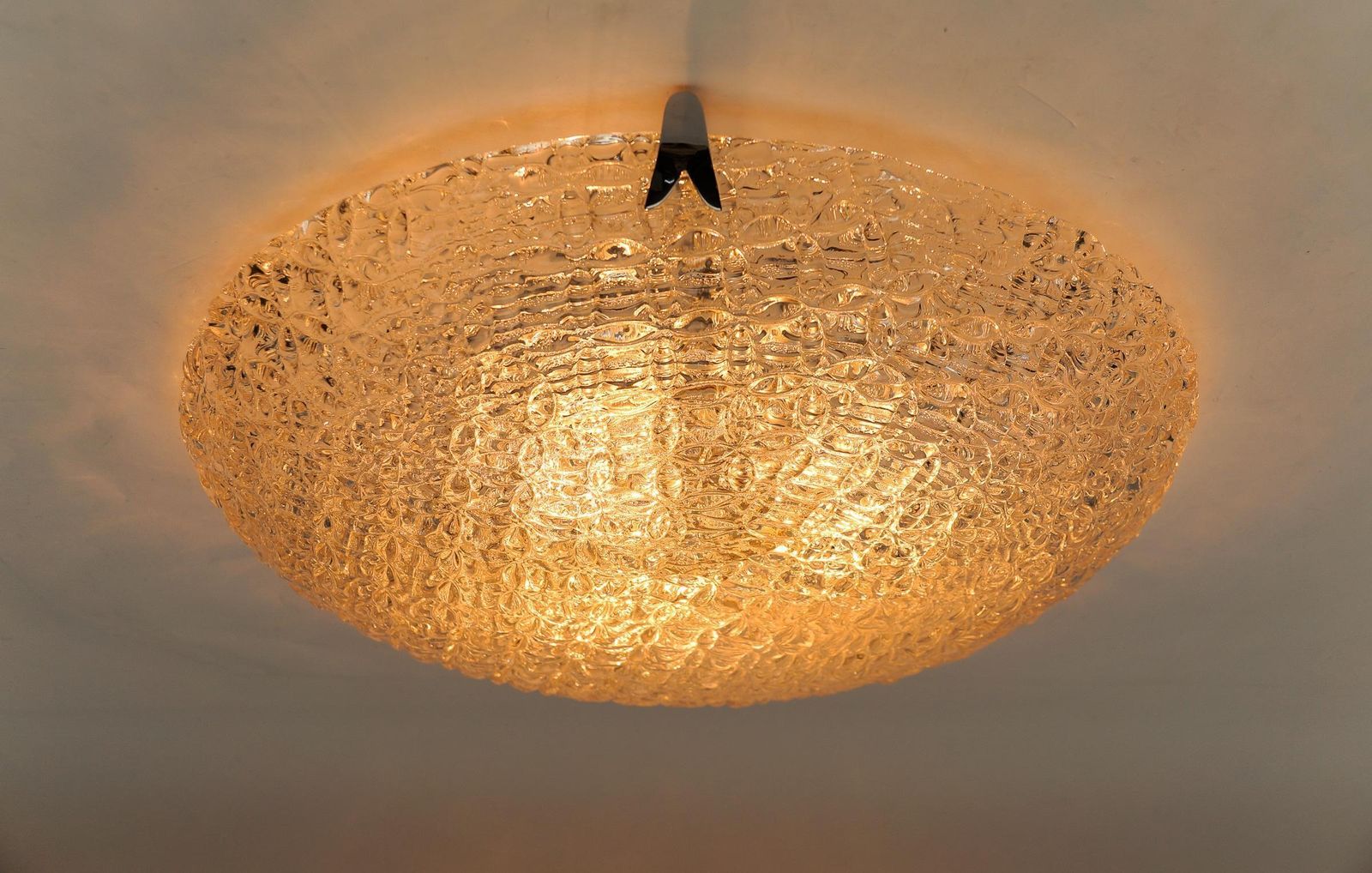 1. Of 2 Huge Glass Rings Flush Mount By Kaiser Leuchten, 1960s Germany photo buy