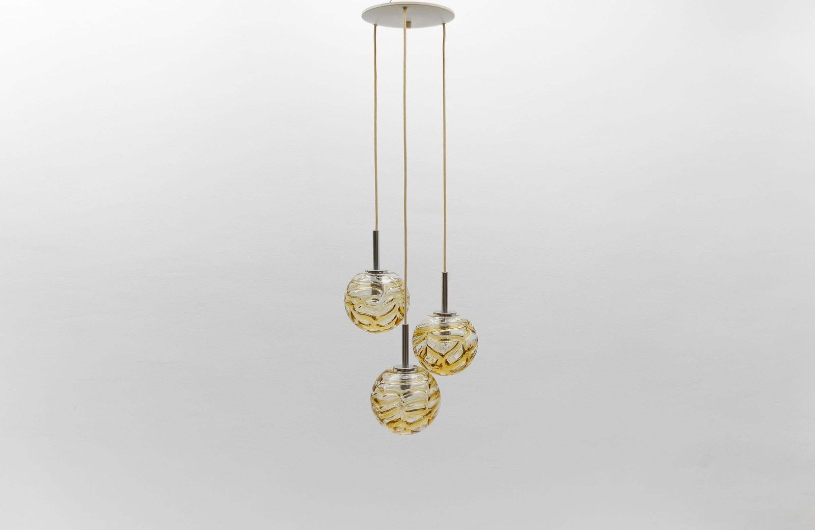 Lovely Yellow Murano Glass Ball Pendant Cascading Lamp By Doria,   1960s Germany photo for sale