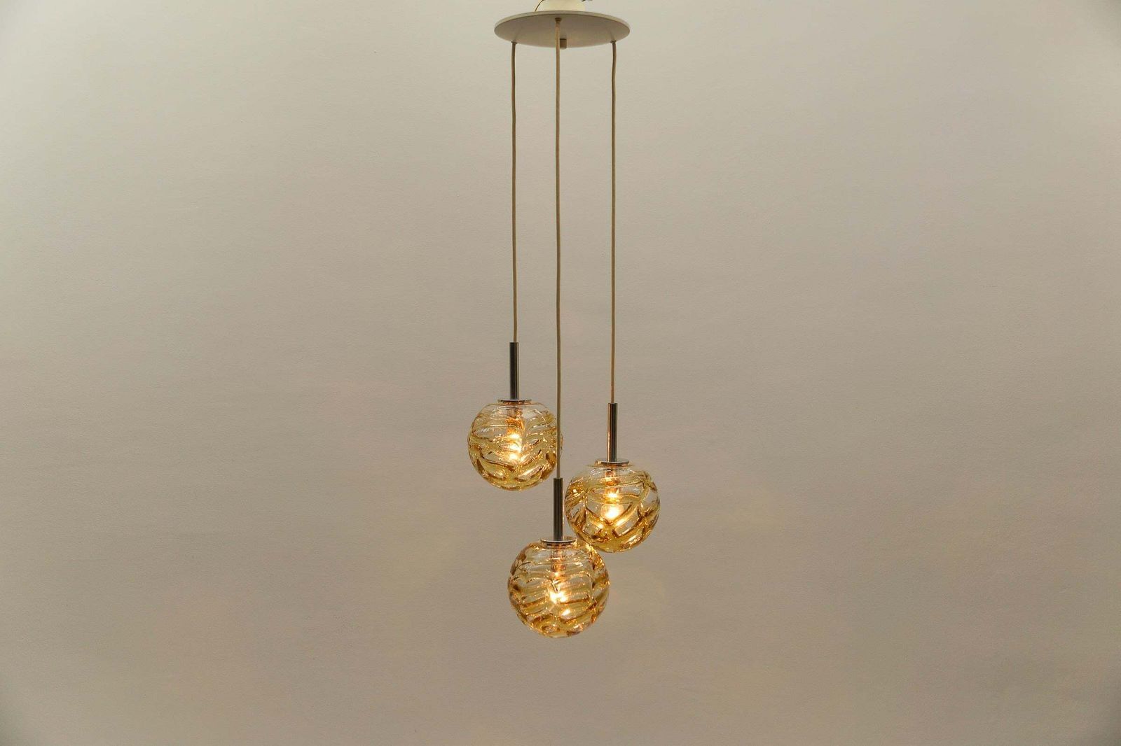 Lovely Yellow Murano Glass Ball Pendant Cascading Lamp By Doria,   1960s Germany photo Lighting