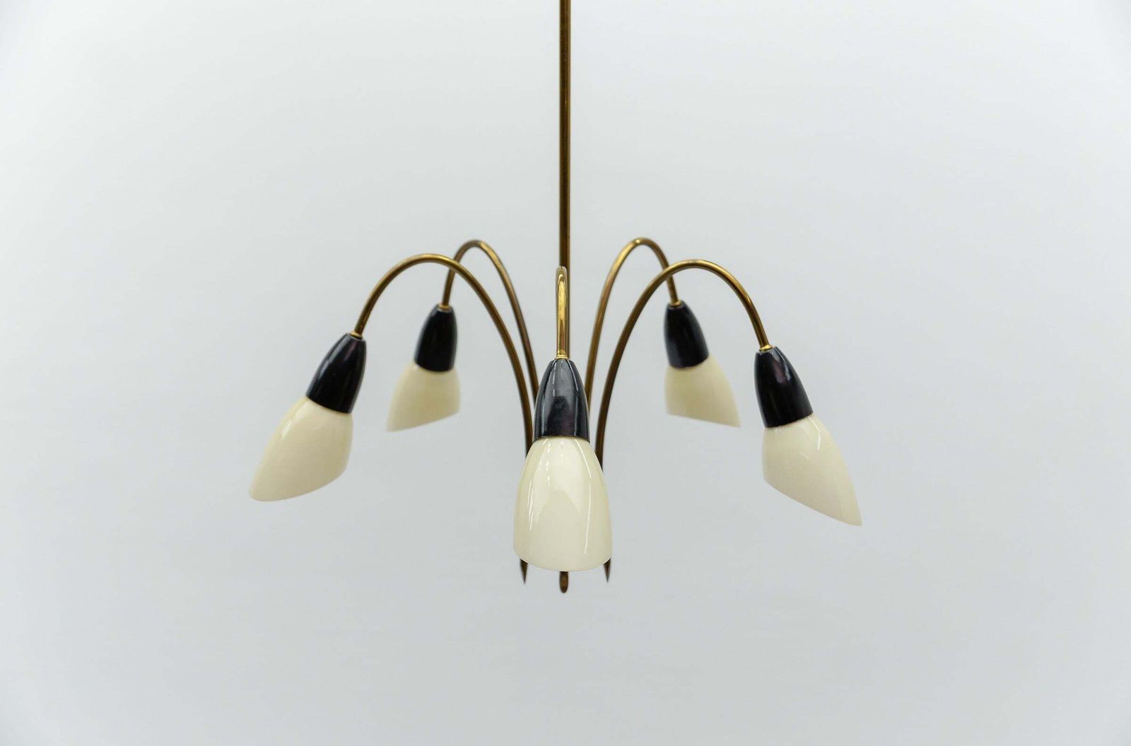 Awesome Brass Spider Lamp With Glass Shades, 1950s Italy photo vinterior