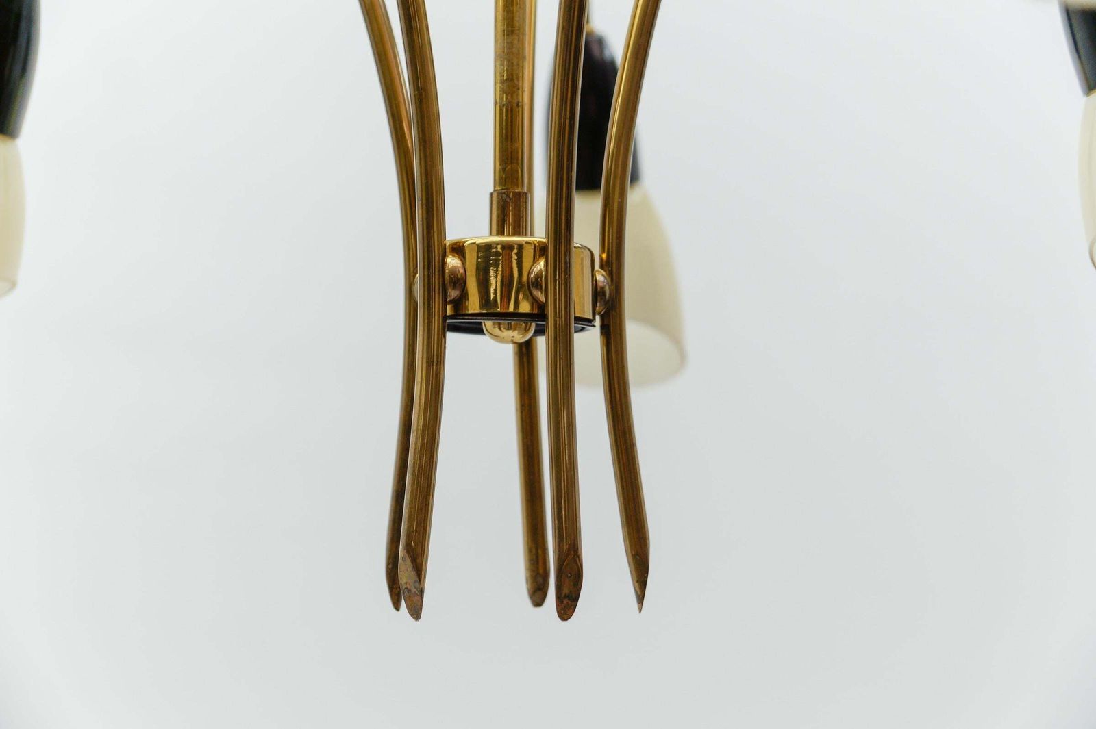 photo vinterior Awesome Brass Spider Lamp With Glass Shades, 1950s Italy