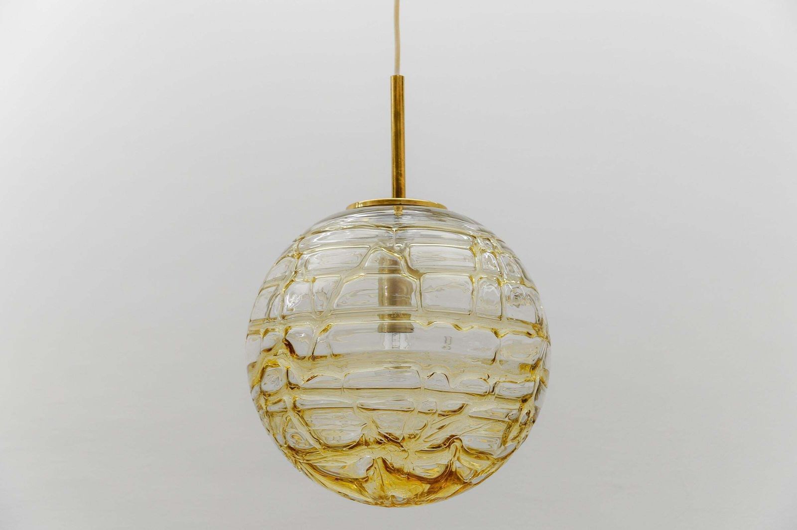 Lovely Yellow Murano Glass Ball Pendant Lamp By Doria,   1960s Germany photo vintage