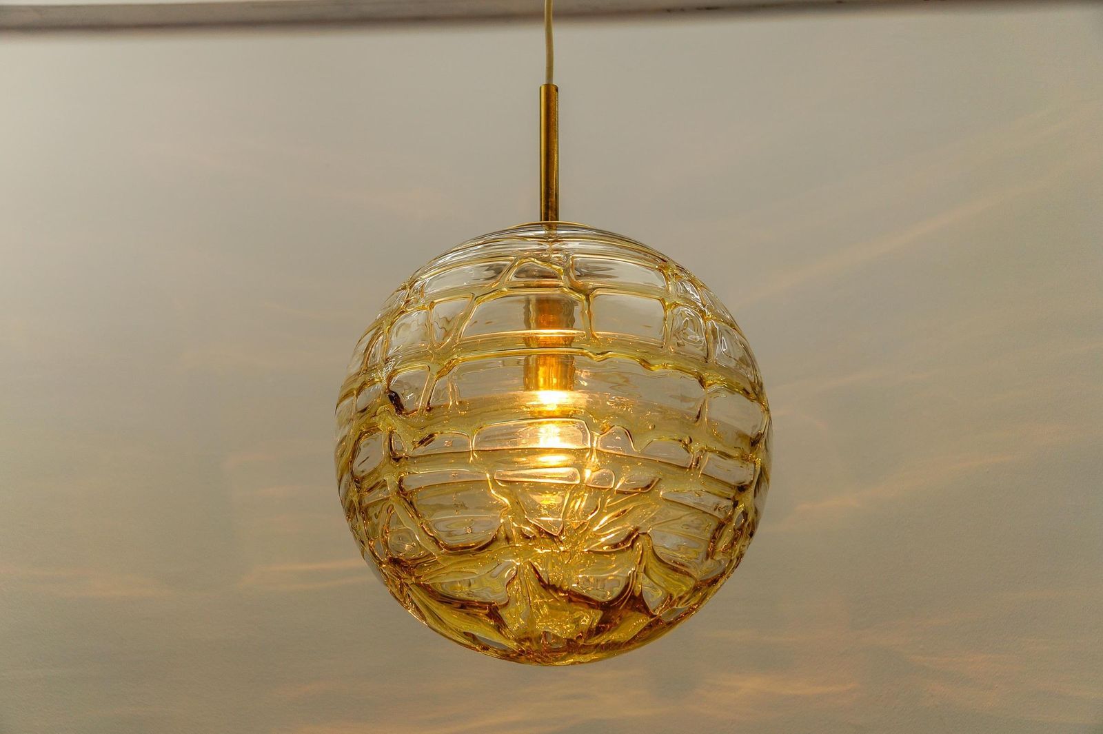 photo furniture Lovely Yellow Murano Glass Ball Pendant Lamp By Doria,   1960s Germany
