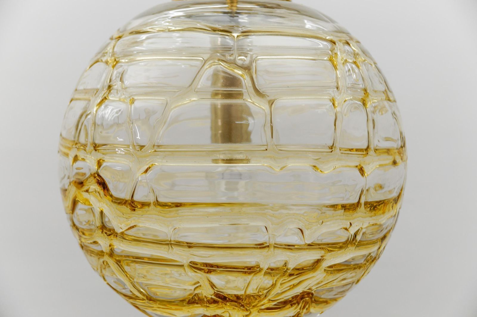 photo for sale Lovely Yellow Murano Glass Ball Pendant Lamp By Doria,   1960s Germany