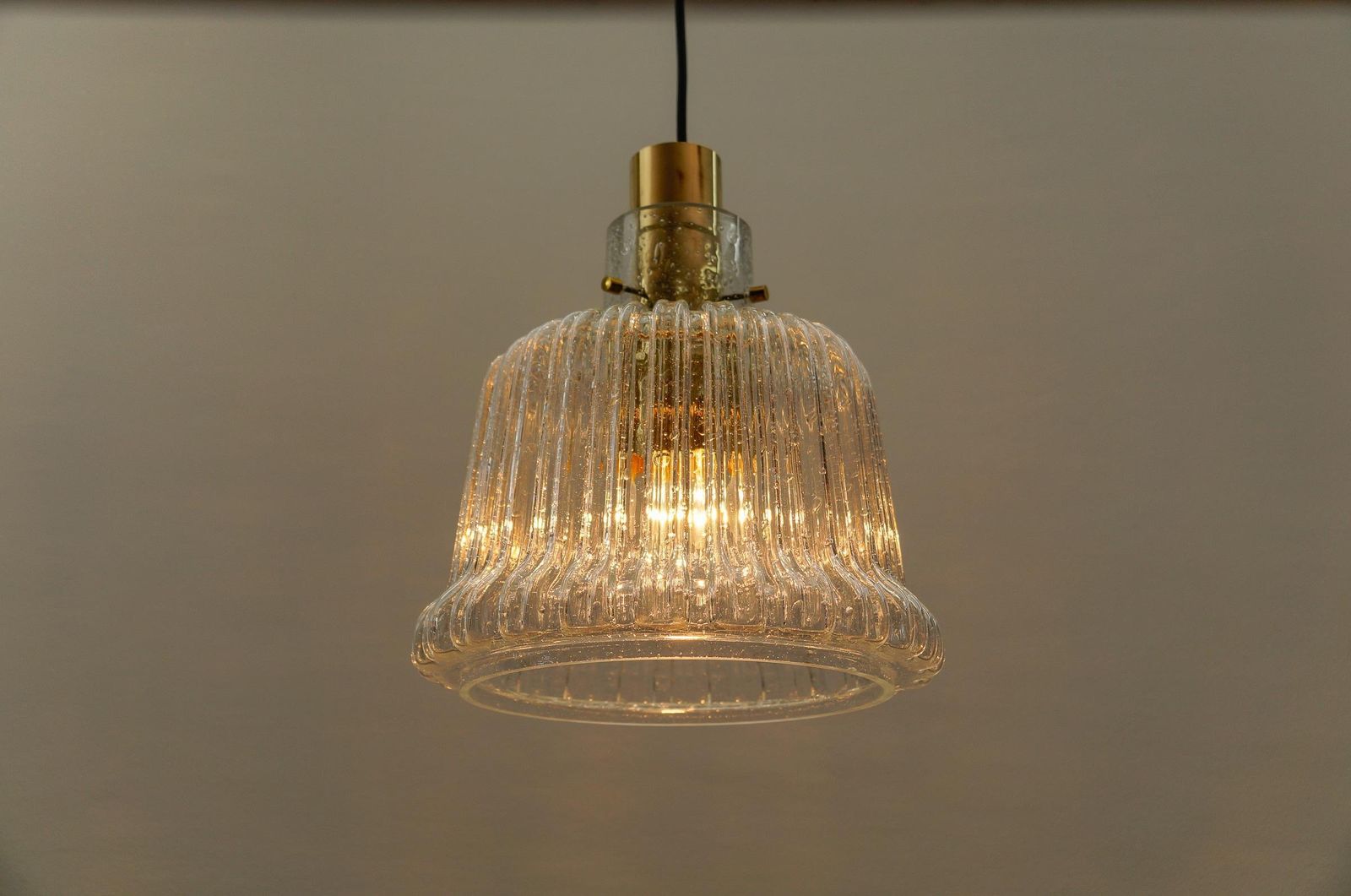Brass And Crystal Glass Ceiling Lamp By Limburg, Germany 1960s photo vintage
