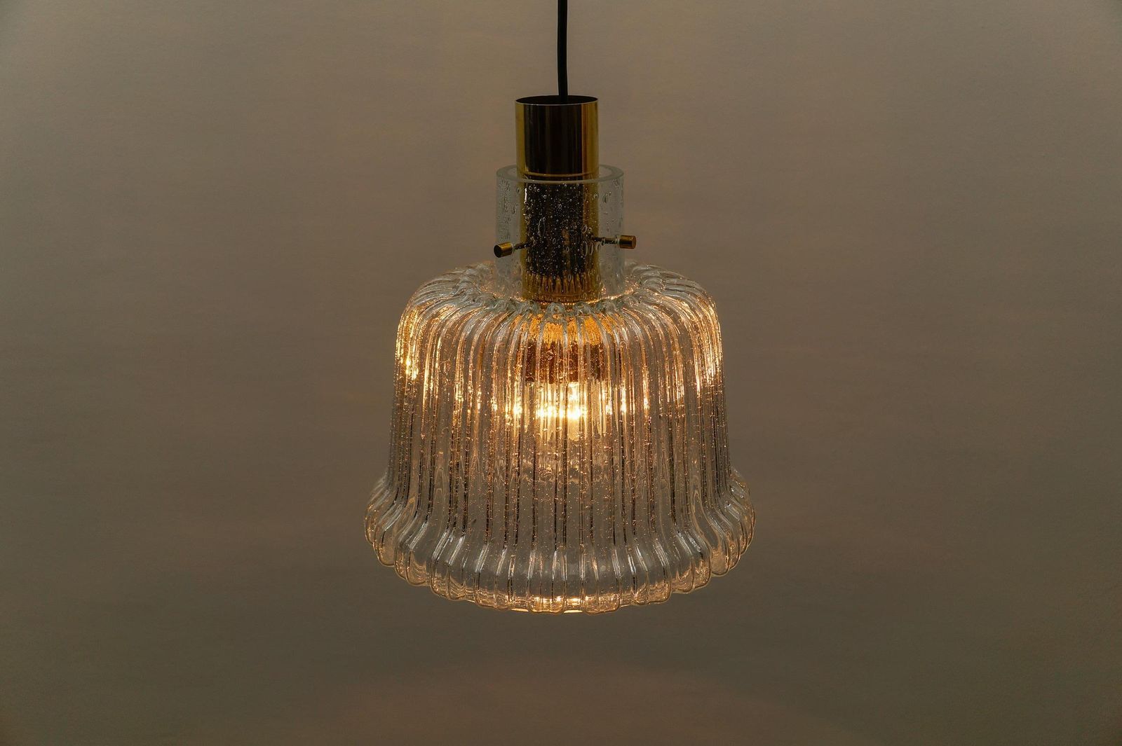 photo for sale Brass And Crystal Glass Ceiling Lamp By Limburg, Germany 1960s