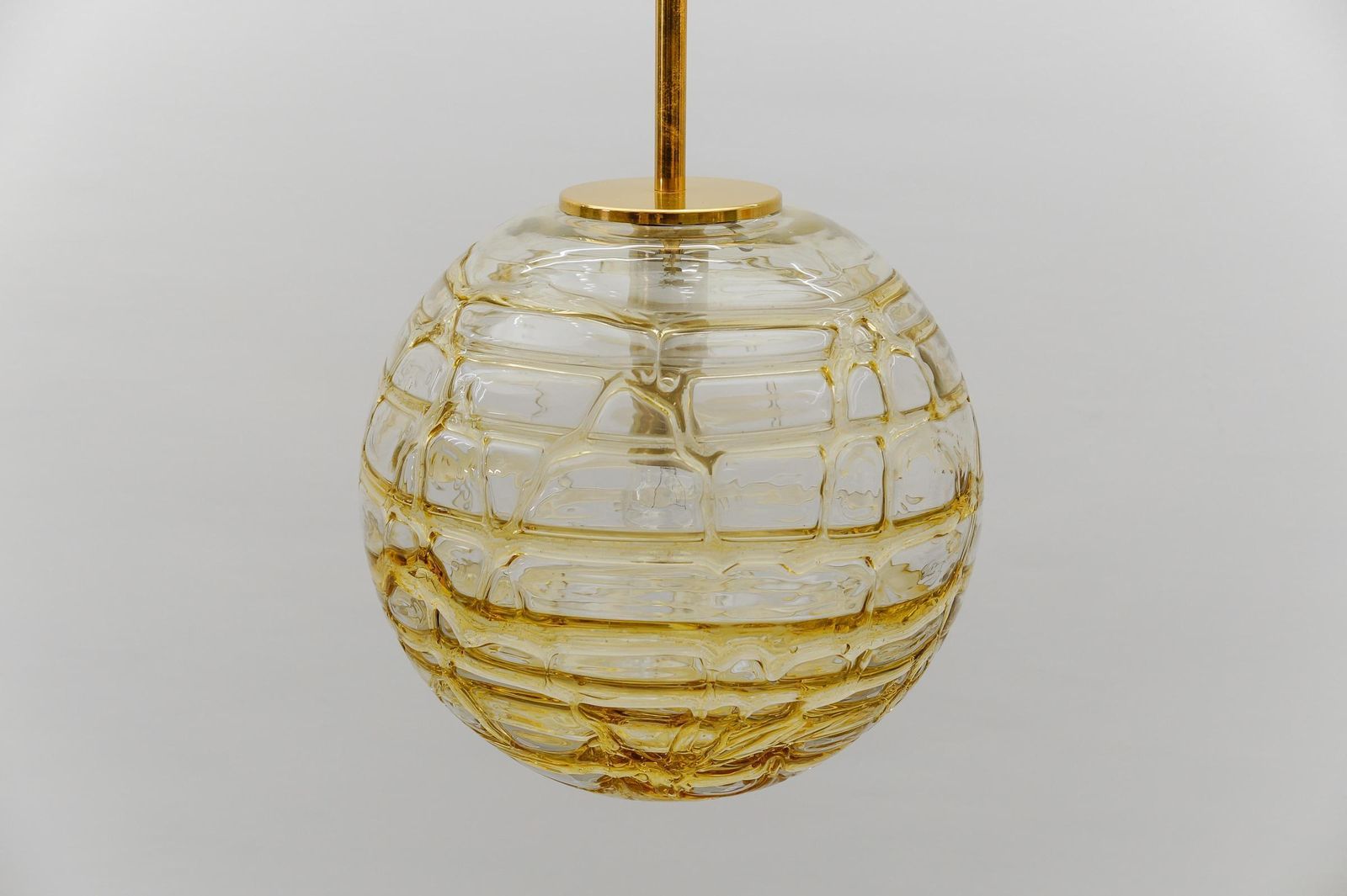 977.0 Lovely Yellow Murano Glass Ball Pendant Lamp By Doria,   1960s Germany photo