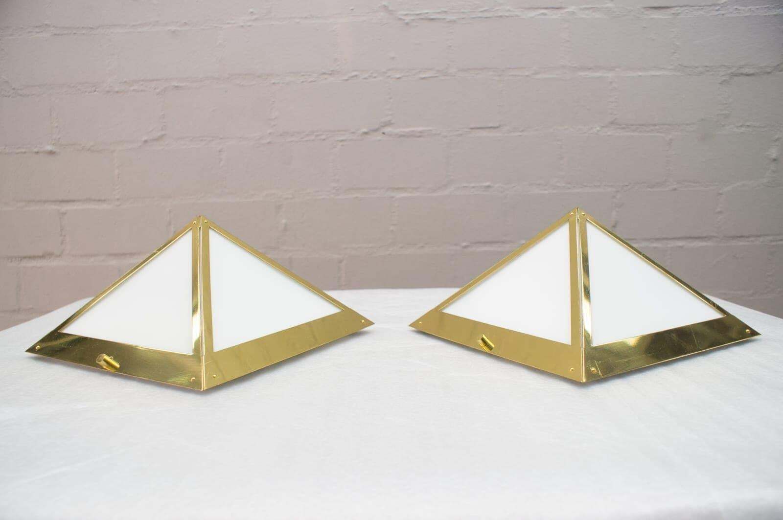Elegant Wall Or Ceiling Lamps In Gold And Milk Glass By Limburg, Germany, 1970s photo furniture