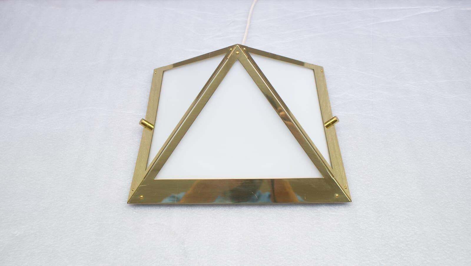Elegant Wall Or Ceiling Lamps In Gold And Milk Glass By Limburg, Germany, 1970s photo 977.0