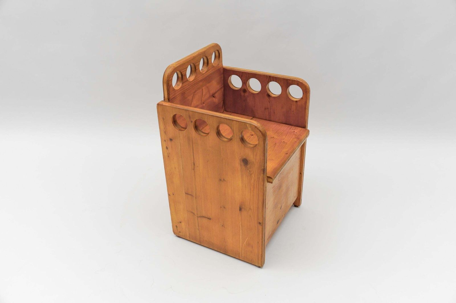 Awesome And Rare Scandinavian Pine Wood Childs Set   Chair And Bench, 1960s photo vintage