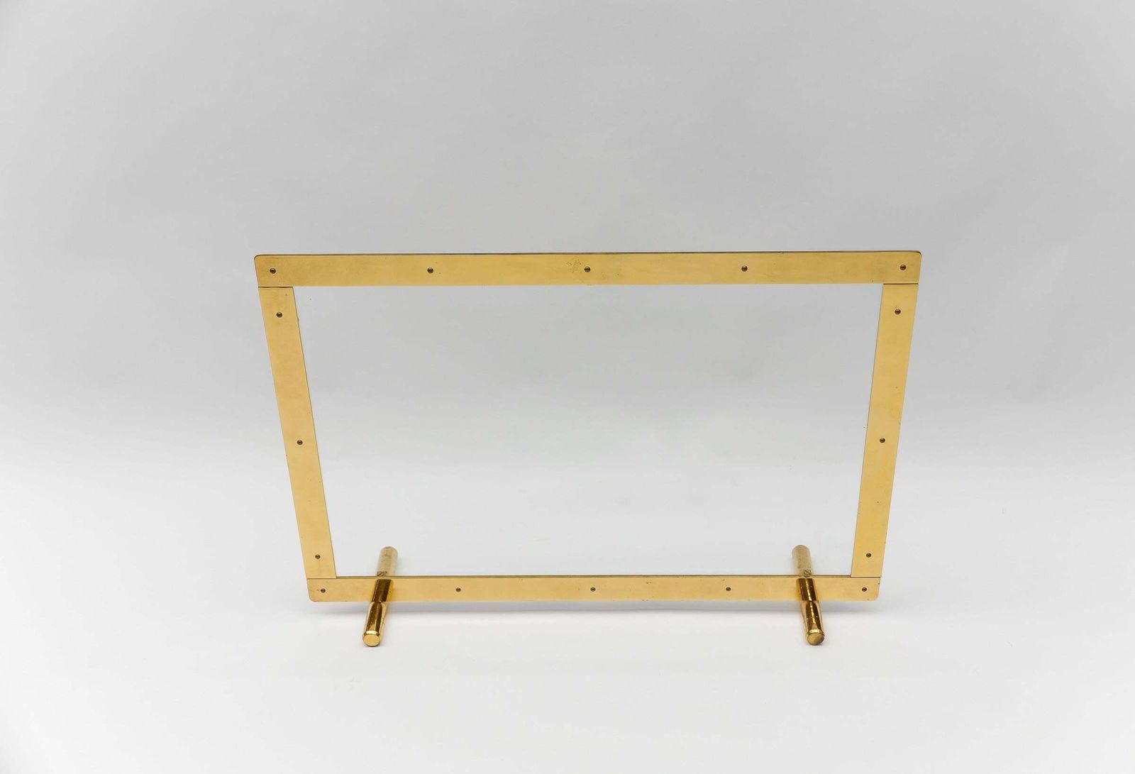 Elegant Mid Centutry Modern Fireplace Screen In Gold And Glass, 1970s Italy photo for sale