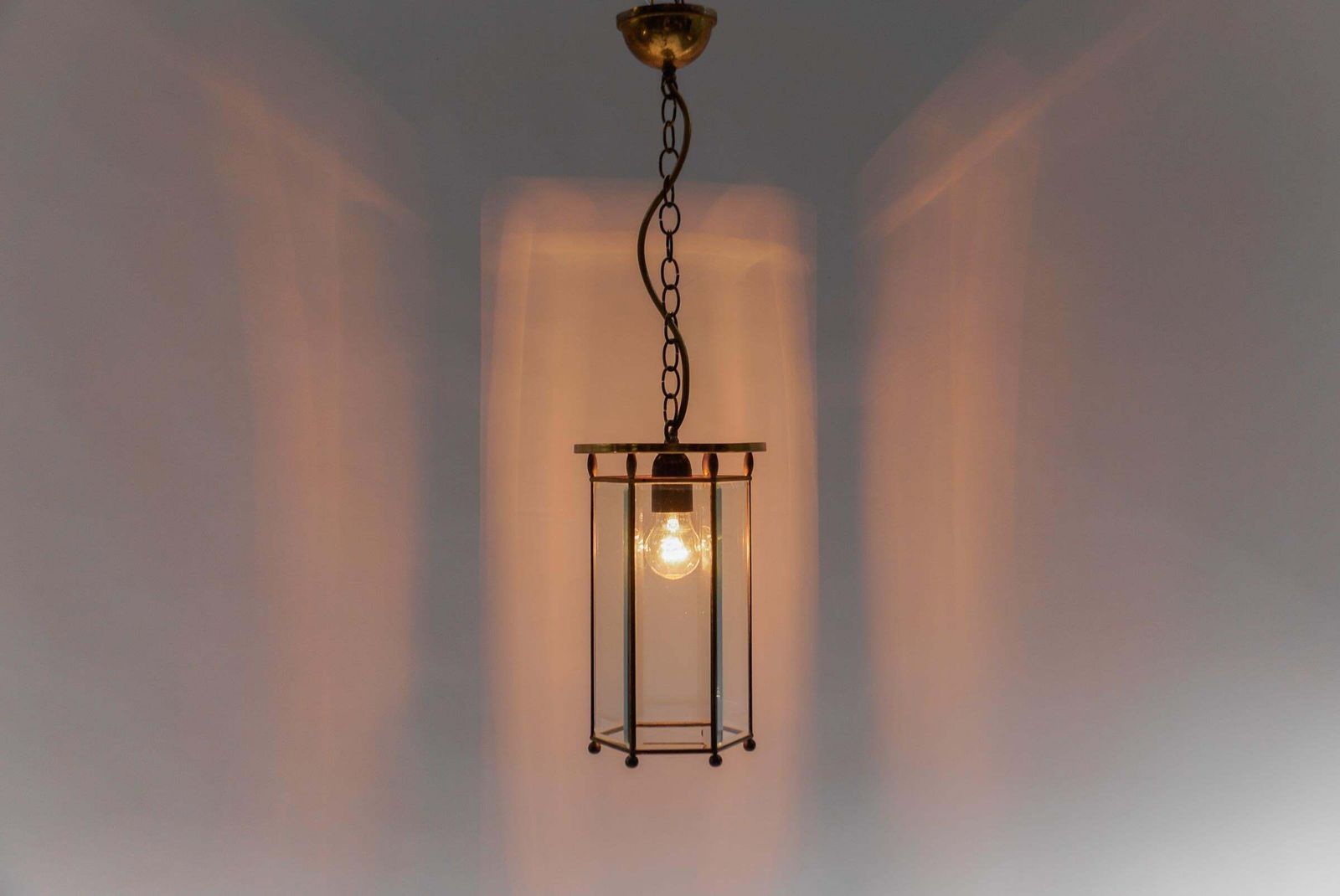 Lovely Adolf Loos Lobmeyr Light Cut Glass And Brass, Austria 1930s photo for sale