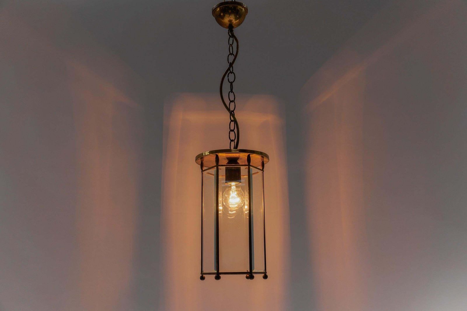 Lovely Adolf Loos Lobmeyr Light Cut Glass And Brass, Austria 1930s photo 1232.0