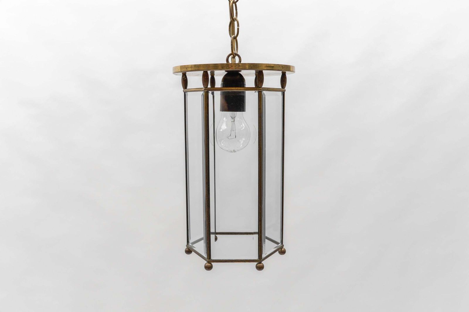Lovely Adolf Loos Lobmeyr Light Cut Glass And Brass, Austria 1930s photo vinterior
