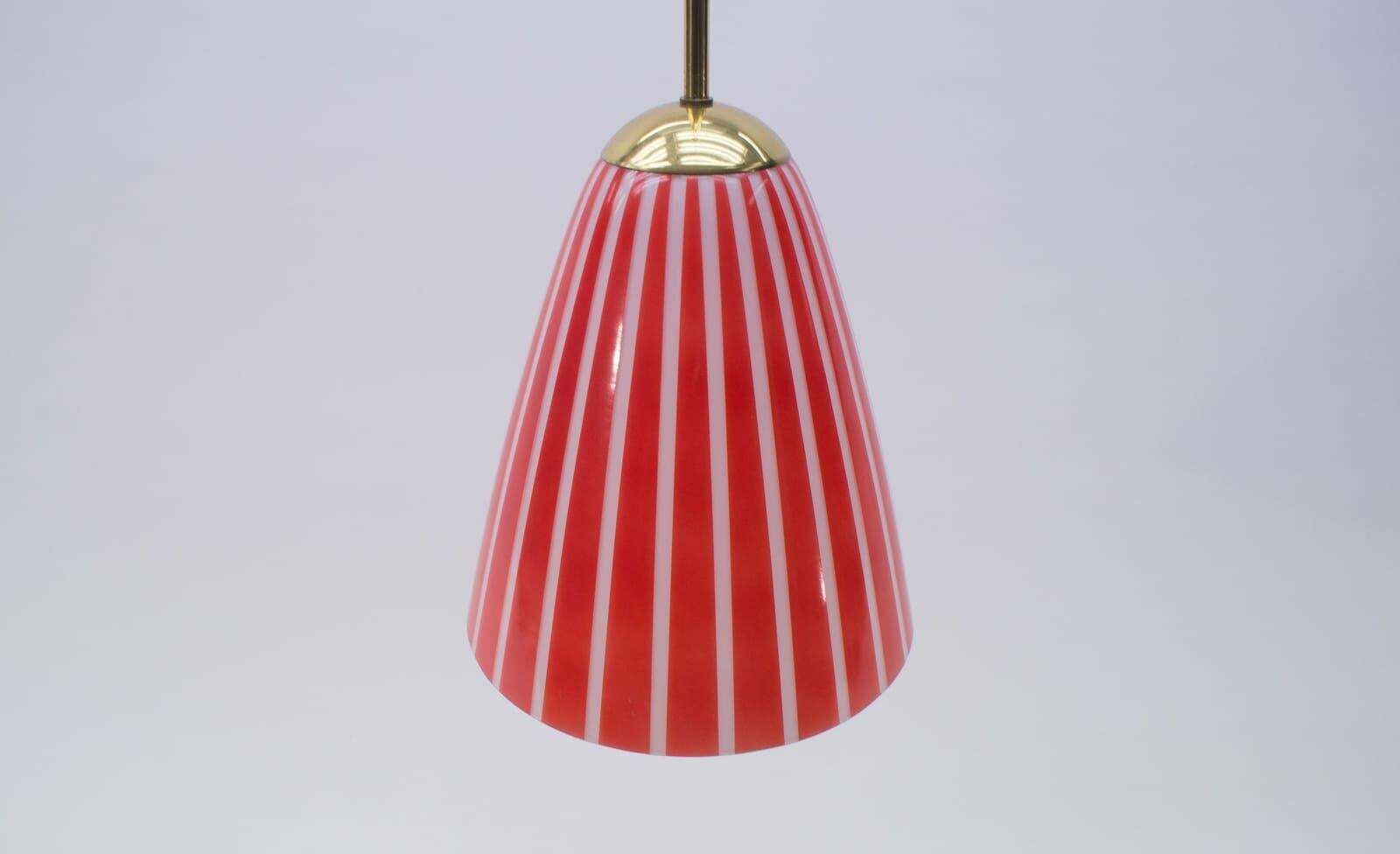 Elegant Mid Century Modern Pendant Lamp Made Of Brass And Glass, 1950s Austria photo buy