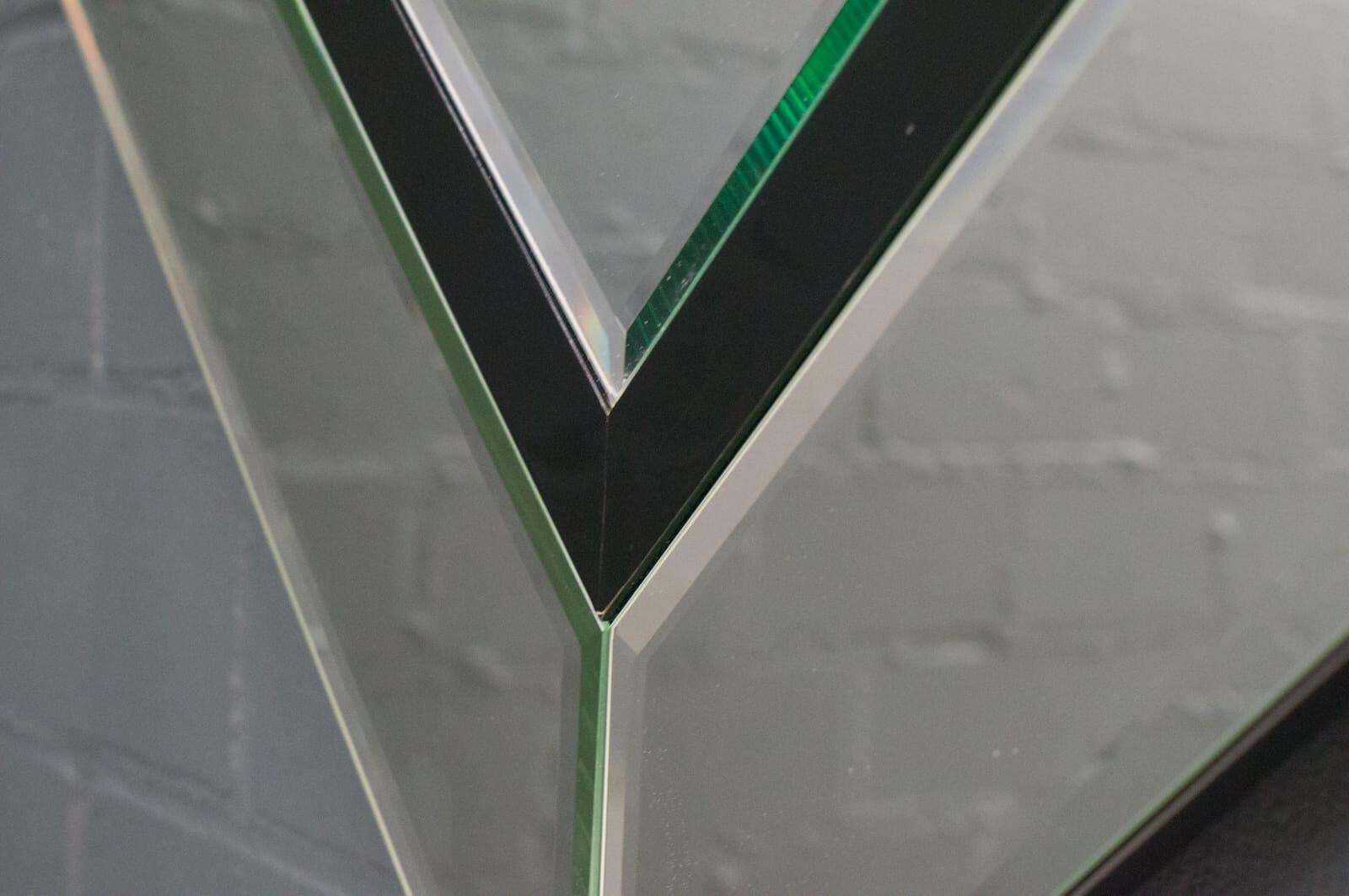 Lovely Diamond Wall Mirror With Faceted Stained Glass Rim By Schönbuch, 1970s photo for sale
