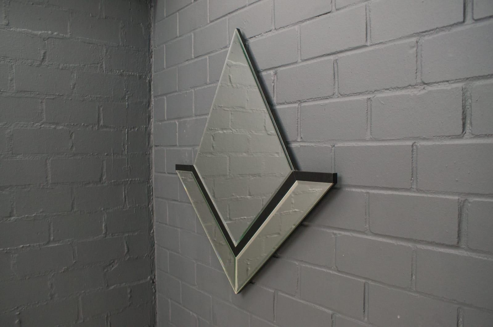 Lovely Diamond Wall Mirror With Faceted Stained Glass Rim By Schönbuch, 1970s photo vinterior