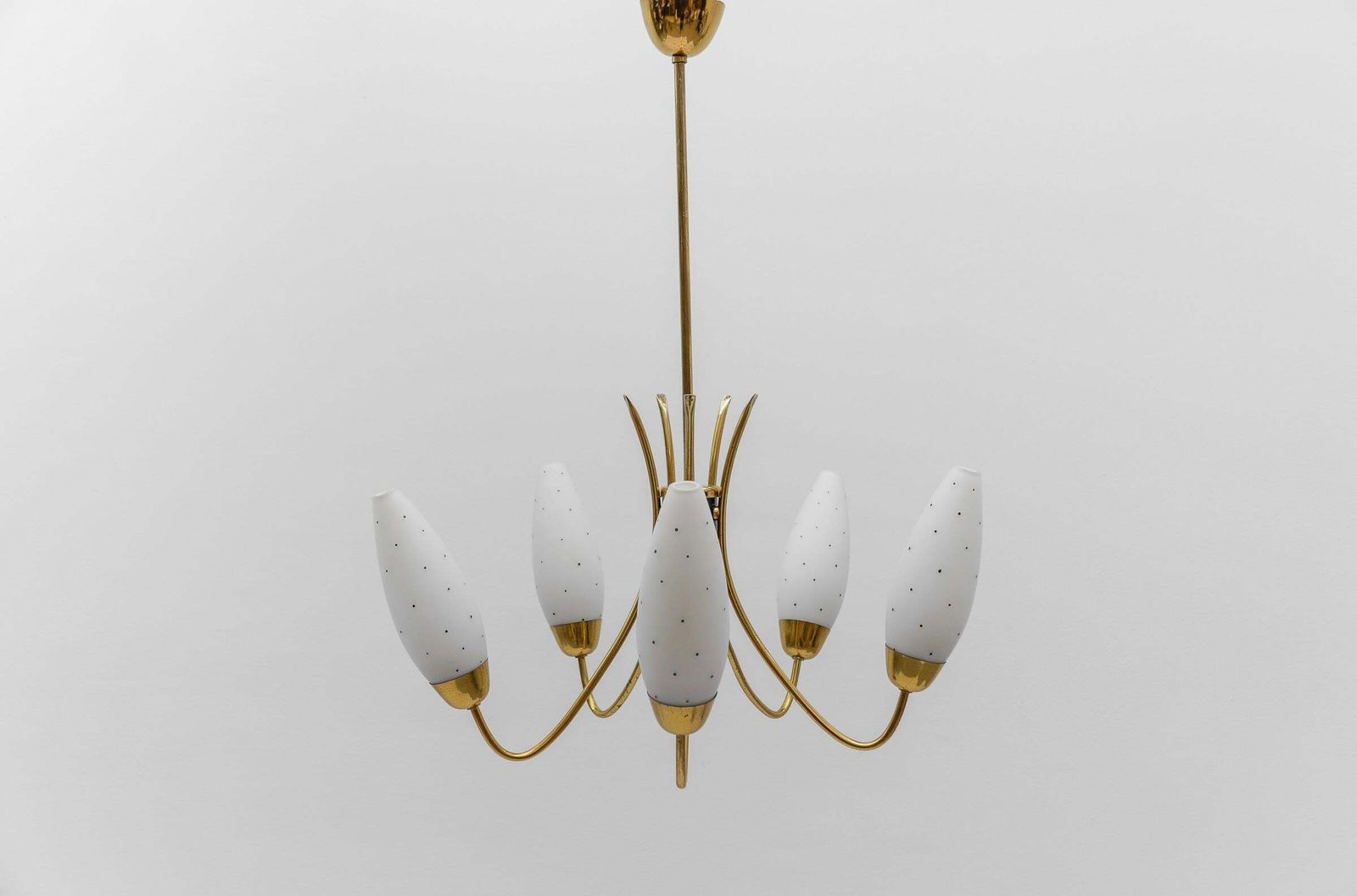 Awesome Brass Spider Lamp With Dotted Glass Shades, 1950s Italy photo furniture