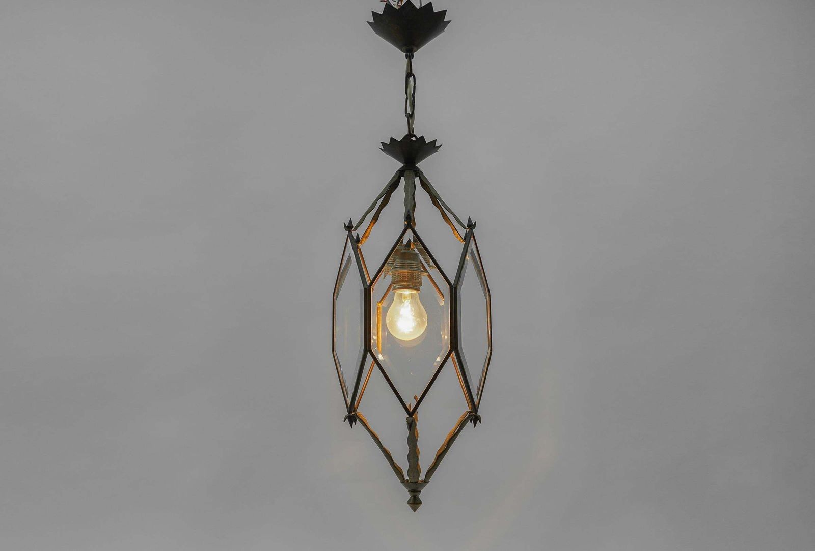 Lovely Adolf Loos Lobmeyr Style Light Beveled Glass And Brass, Austria photo for sale