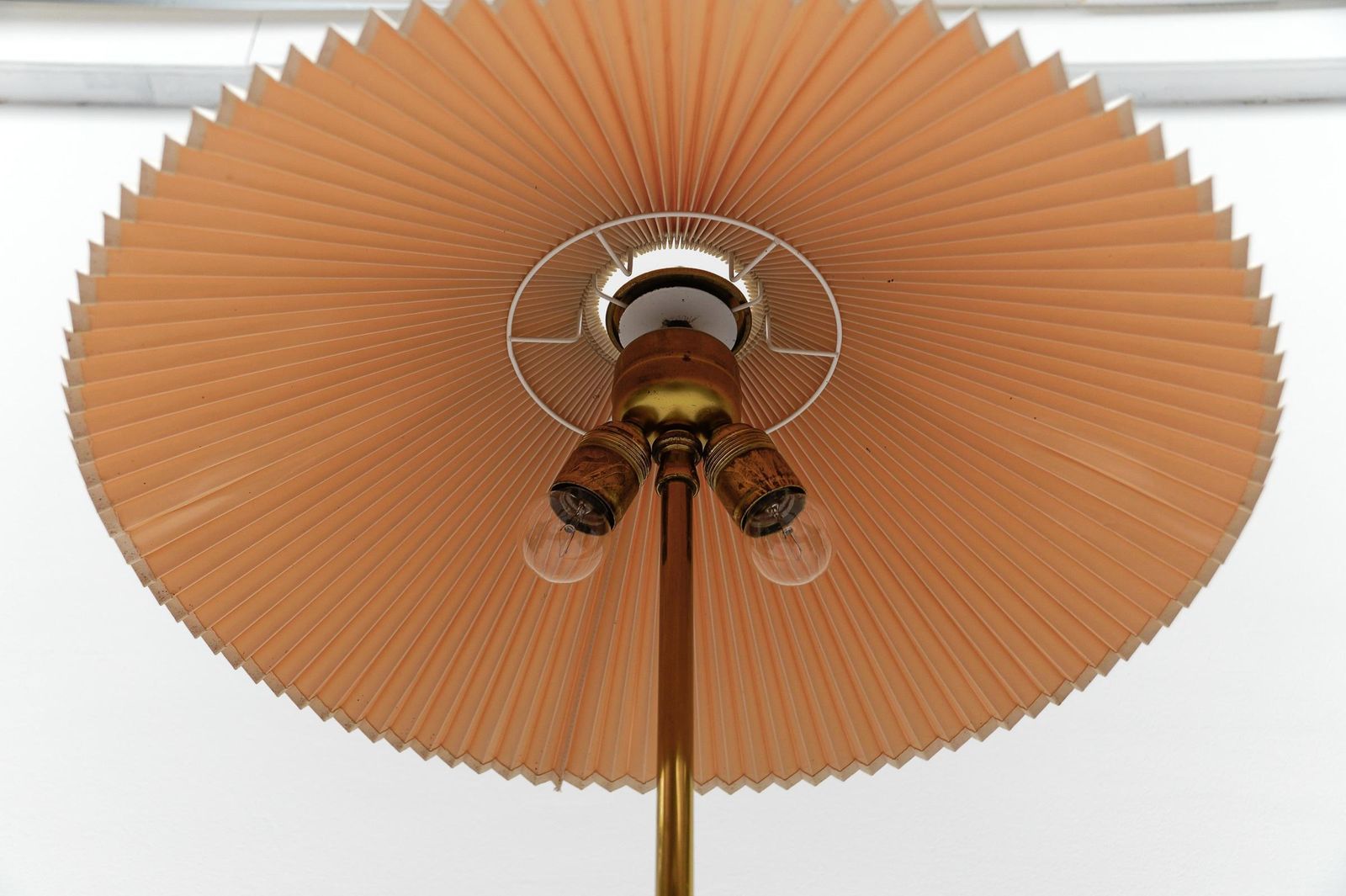 1316.0 Mid Century Modern Tripod Brass And Folding Shade Floor Lamp In Japanese Style photo