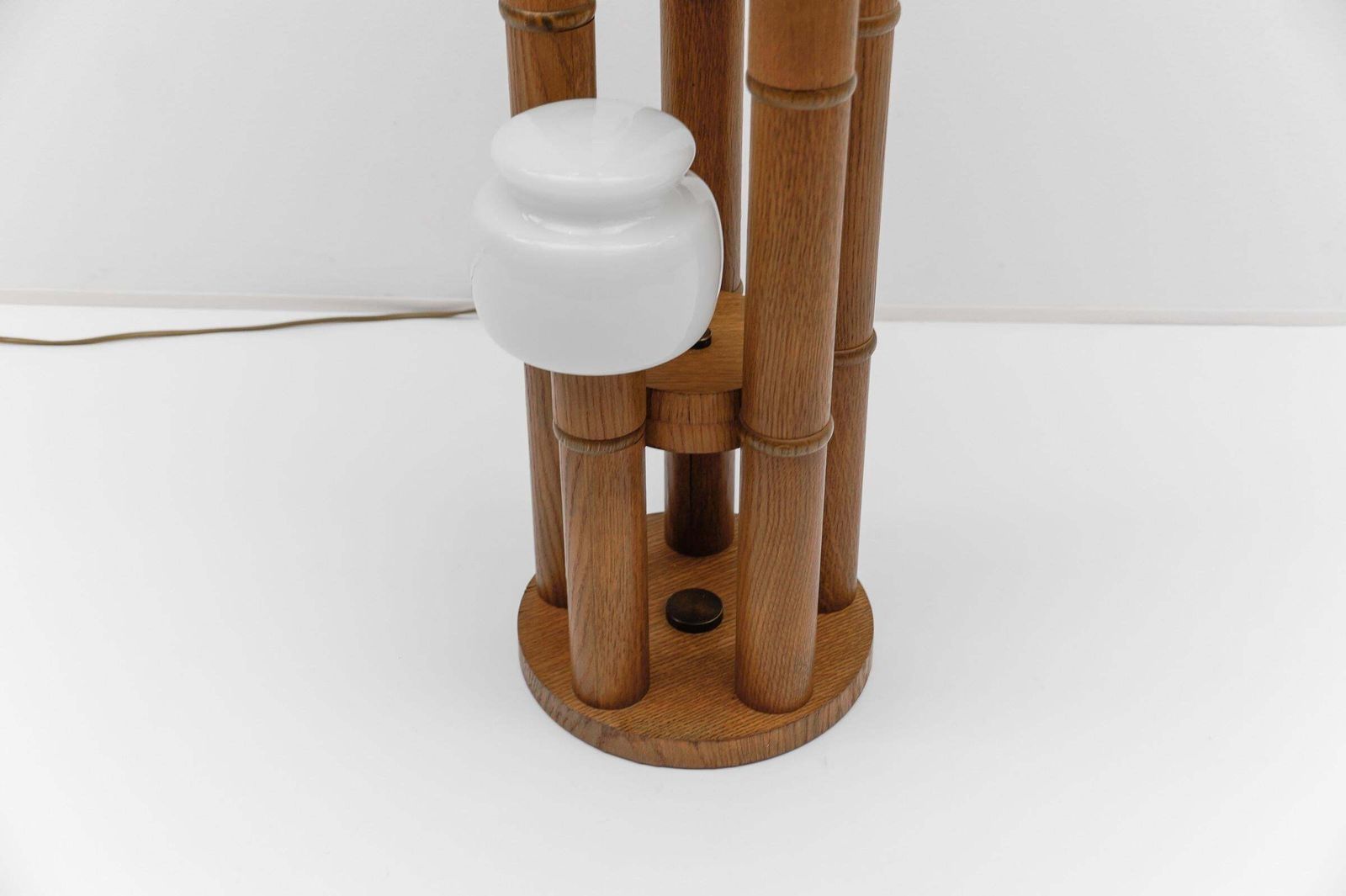 1274.0 Rare Mid Century Modern Bamboo Floor Lamp With Five Opal Glass Shades, 1960s photo