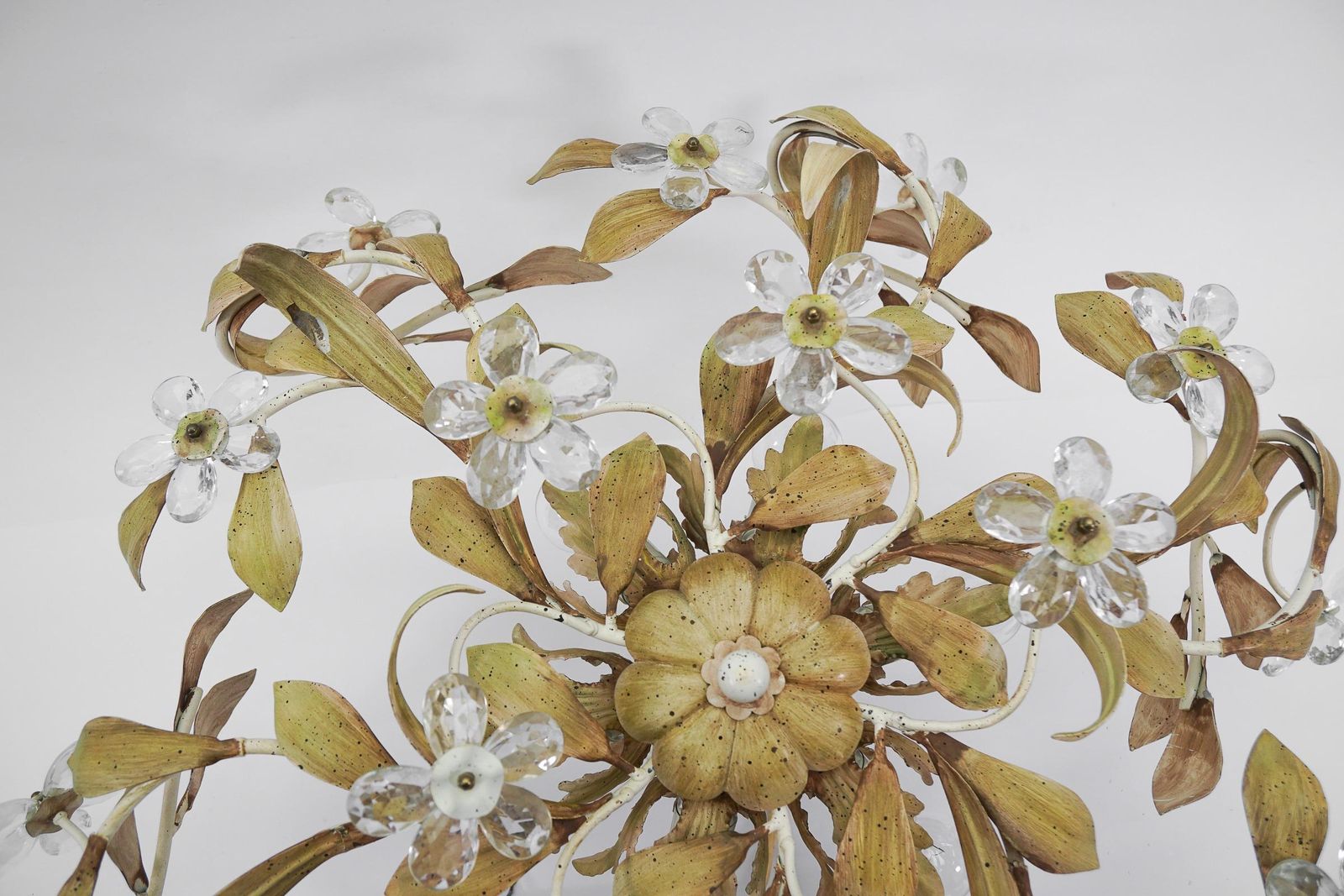 photo furniture Italian Crystal Glass And Metal Florentine Ceiling Lamp By Banci Firenze, 1960s