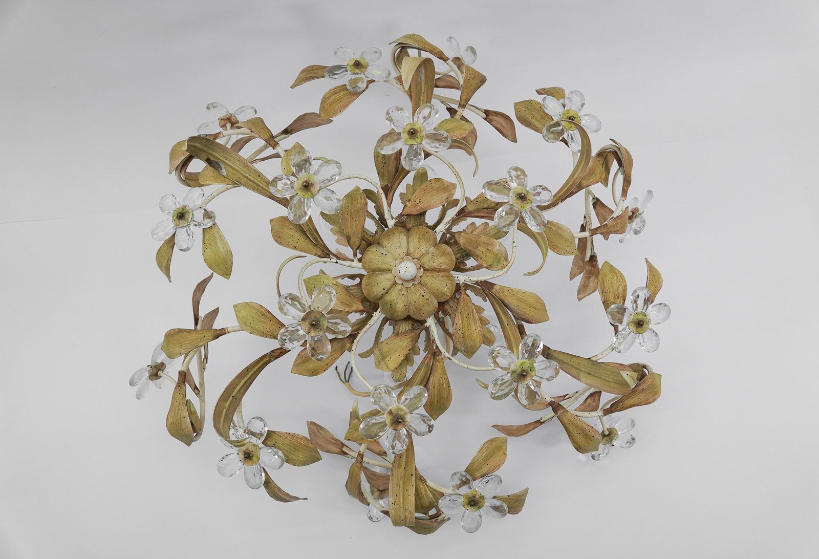photo buy Italian Crystal Glass And Metal Florentine Ceiling Lamp By Banci Firenze, 1960s