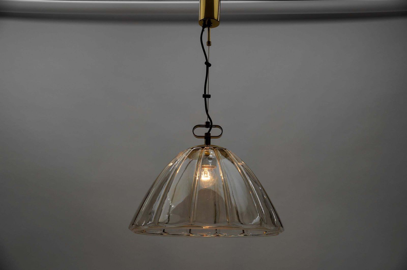 Elegant Mid Century Modern Smoked Glass Pendant Lamp By Limburg, 1960s Germany photo Lighting