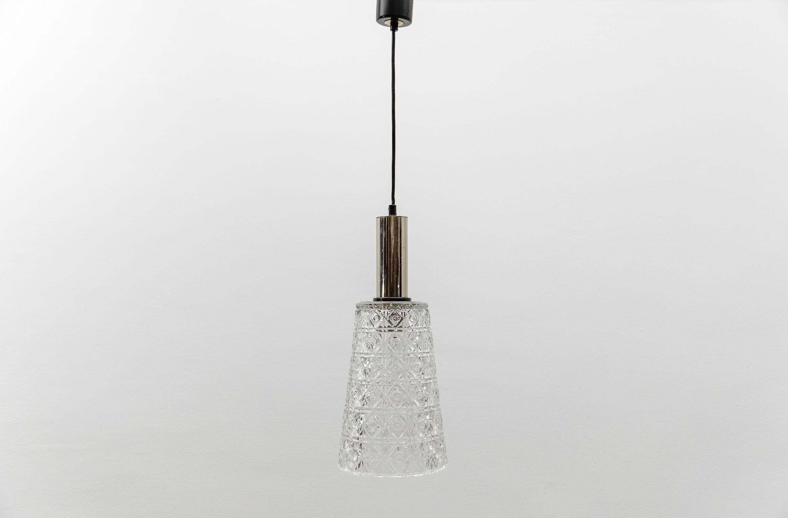 Lovely Mid Century Modern Crystal Glass Pendant Lamp By Orrefors photo for sale
