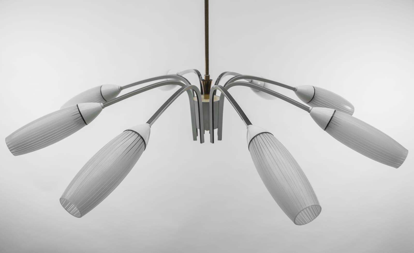 Ceiling 8 Light Sputnik Lamp In The Manner Of Arteluce, Italy 1950s photo vinterior