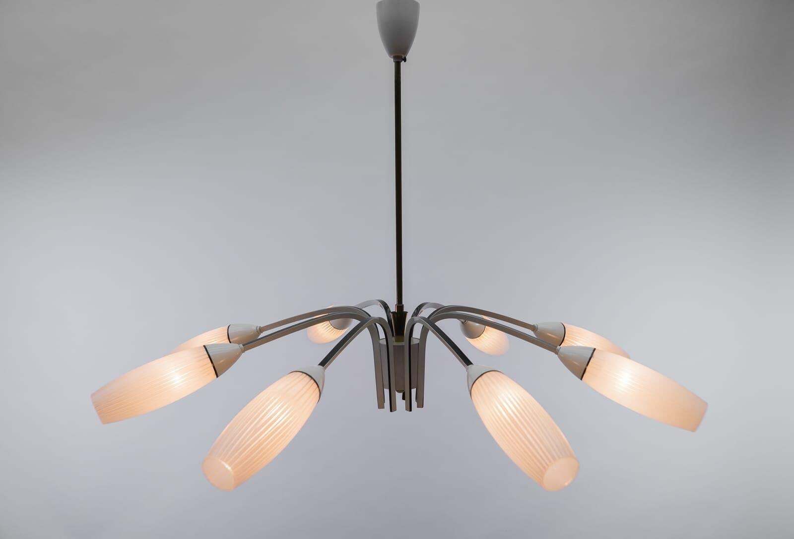 Ceiling 8 Light Sputnik Lamp In The Manner Of Arteluce, Italy 1950s photo buy